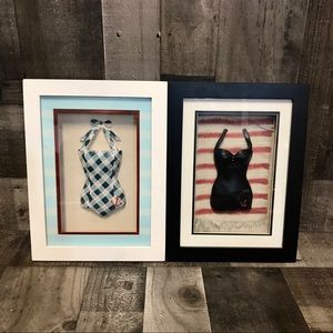SALE: Retro Swimsuit Shadowbox Art Set -2 Pieces